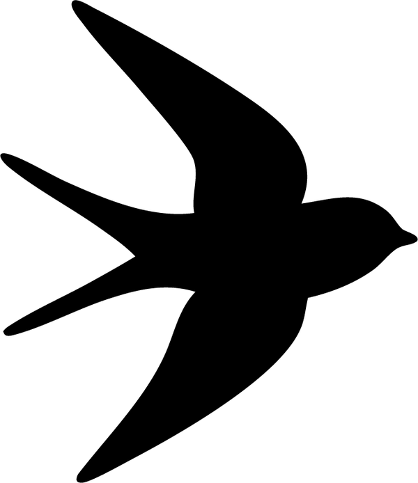 Set van 3 Grote Zwaluwen - Glanzend Zwarte Vinylstickers - 3dbende