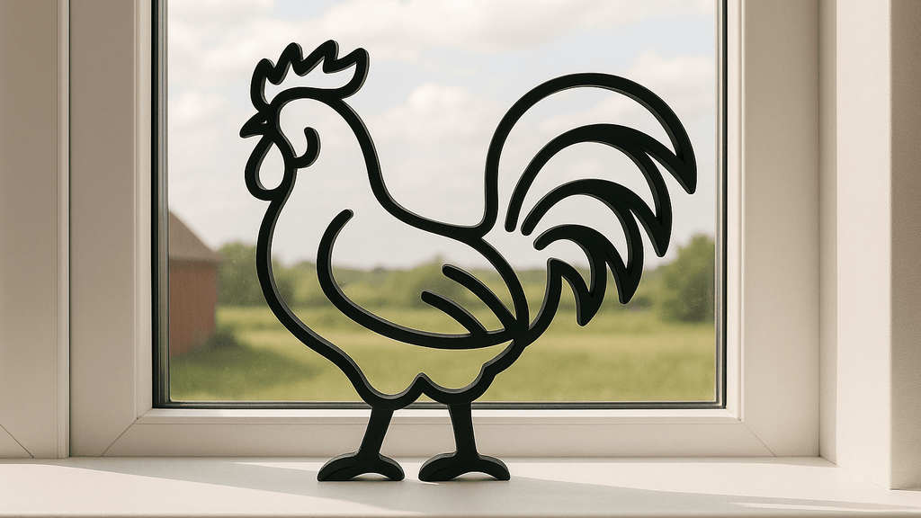 Haal het buitenleven naar binnen met deze moderne haan-decoratie