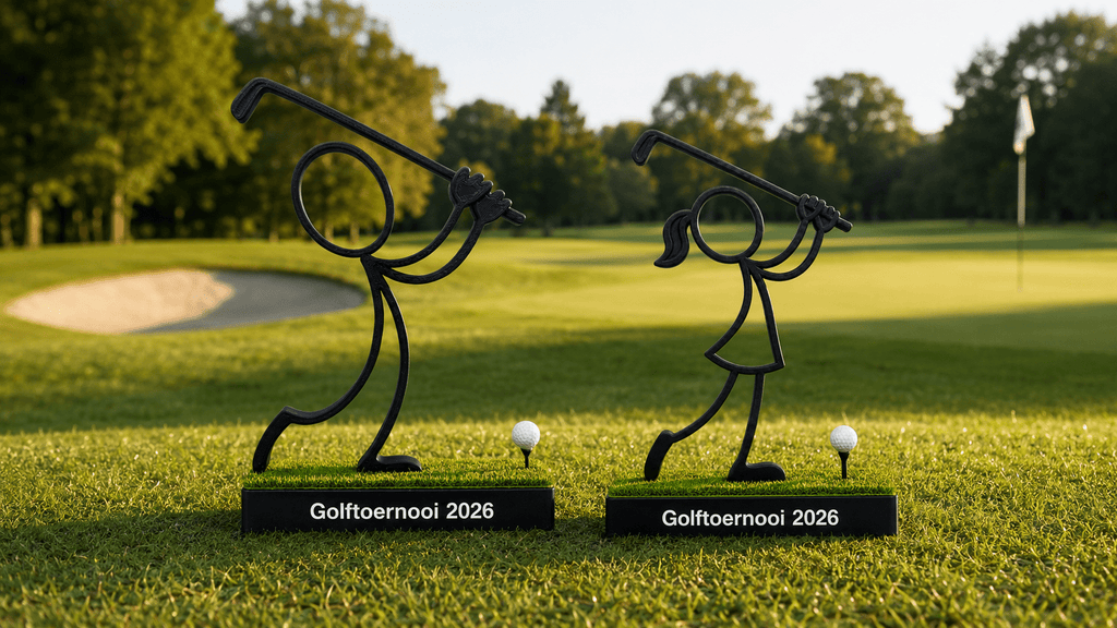 Stickyman Golfer & Golfster: het ideale prijsje voor golfclubs en golfevenementen