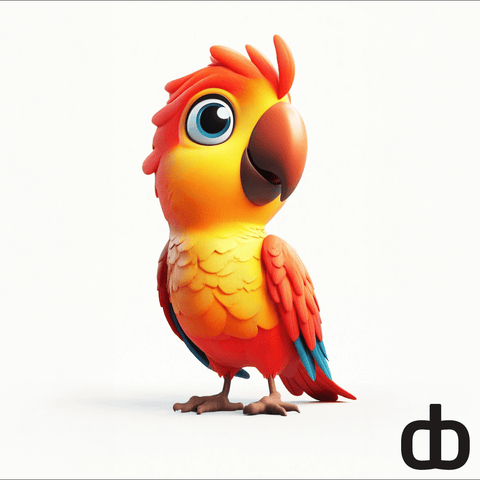 3D-geprinte rode papegaai in wit