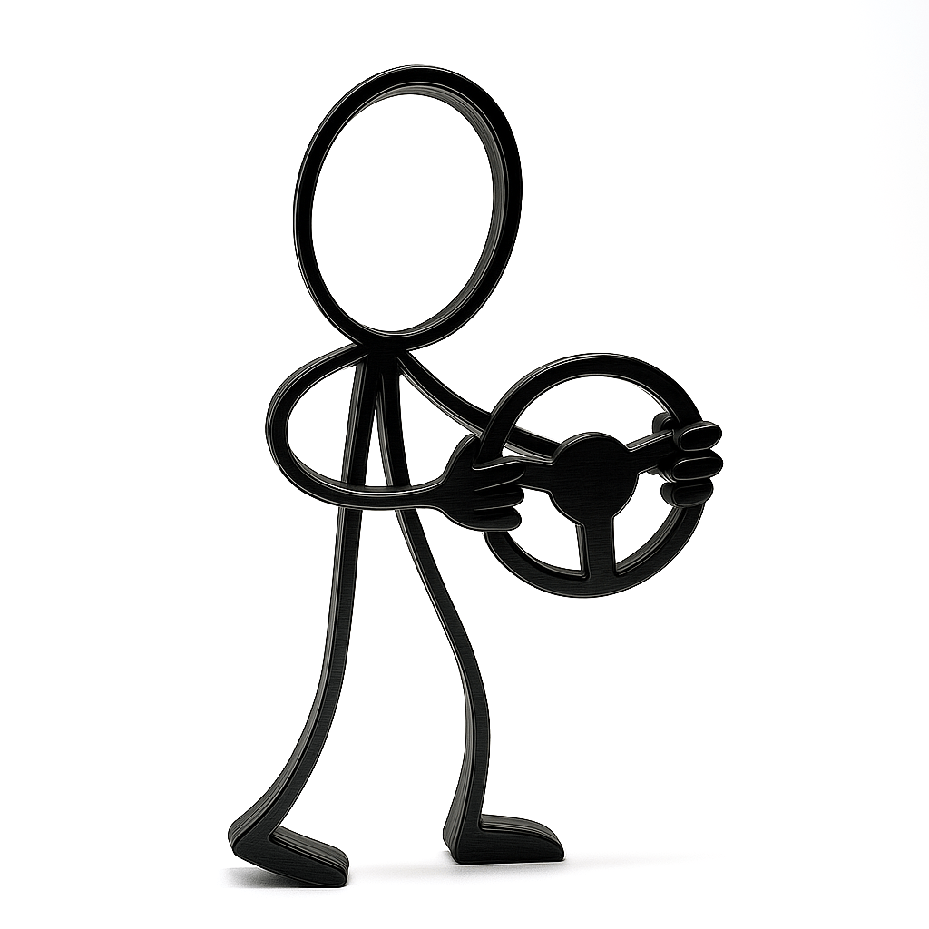 Autorijder Decoratie – Stickyman met Stuur - 3dbende