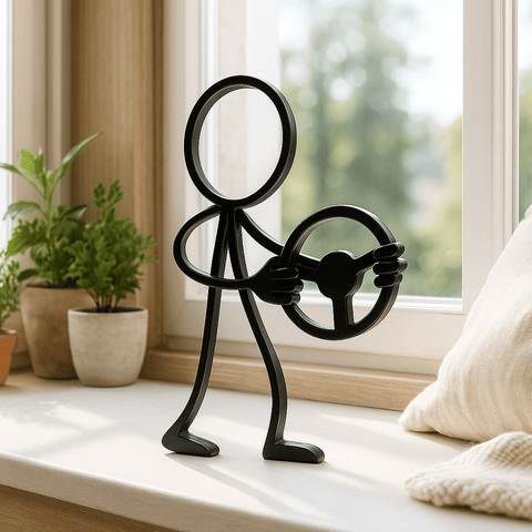 Autorijder Decoratie – Stickyman met Stuur