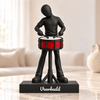 Flowman Drummer – beeldje met persoonlijke tekst – Galaxy Black met rode trommel – conceptafbeelding