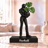 Flowman Plantenliefhebber – beeldje met persoonlijke tekst – Galaxy Black met groene bladeren – conceptafbeelding