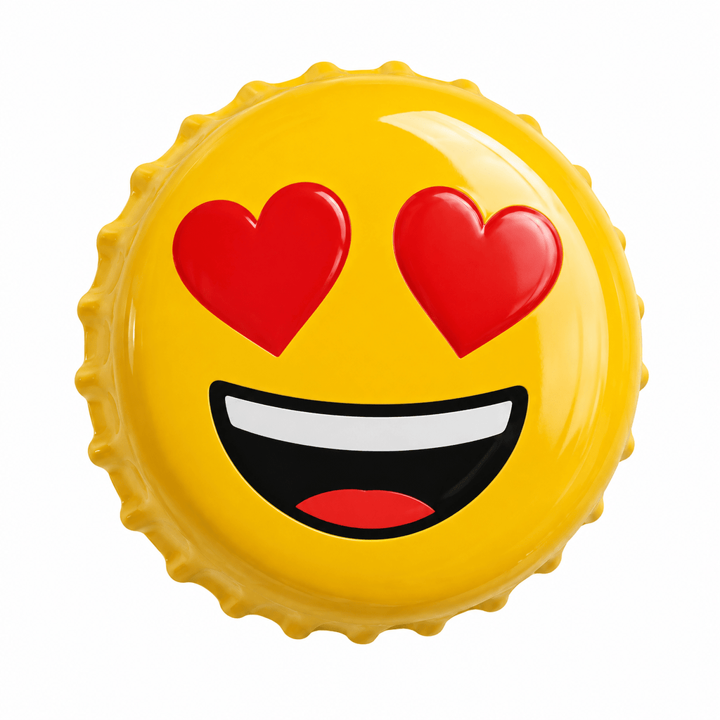 Gepersonaliseerde Emoji Kroonkurk Magneet - 3dbende
