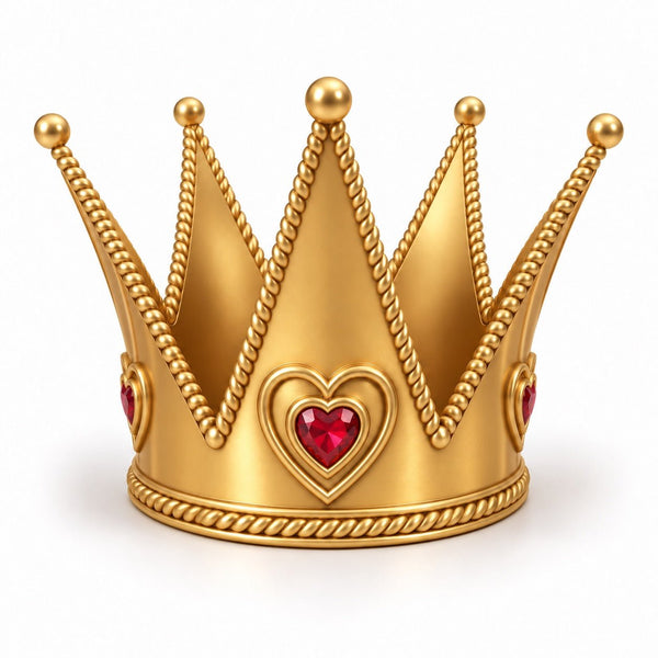 Heart Queen Crown gouden kroon met rode harten – 3dbende