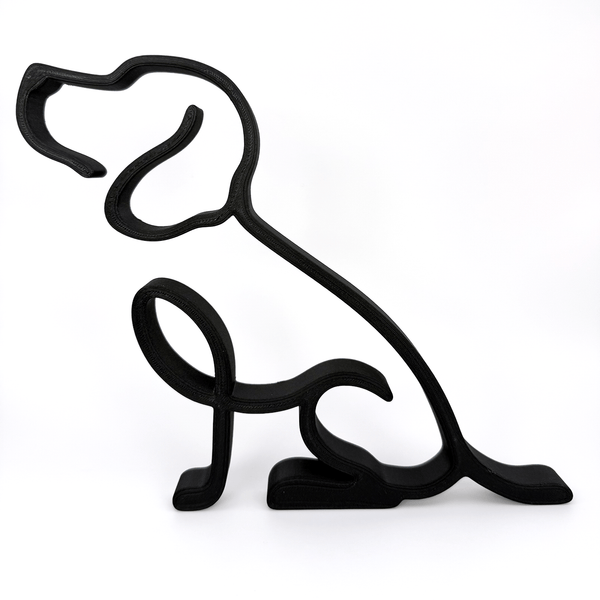 Hond decoratie – minimalistisch silhouetbeeldje voor hondenliefhebbers - 3dbende