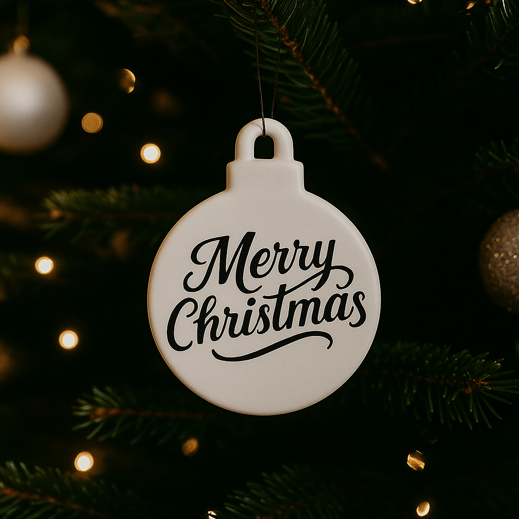 Kerstornament – Kerstbal Medium - met tekst naar keuze - 3dbende