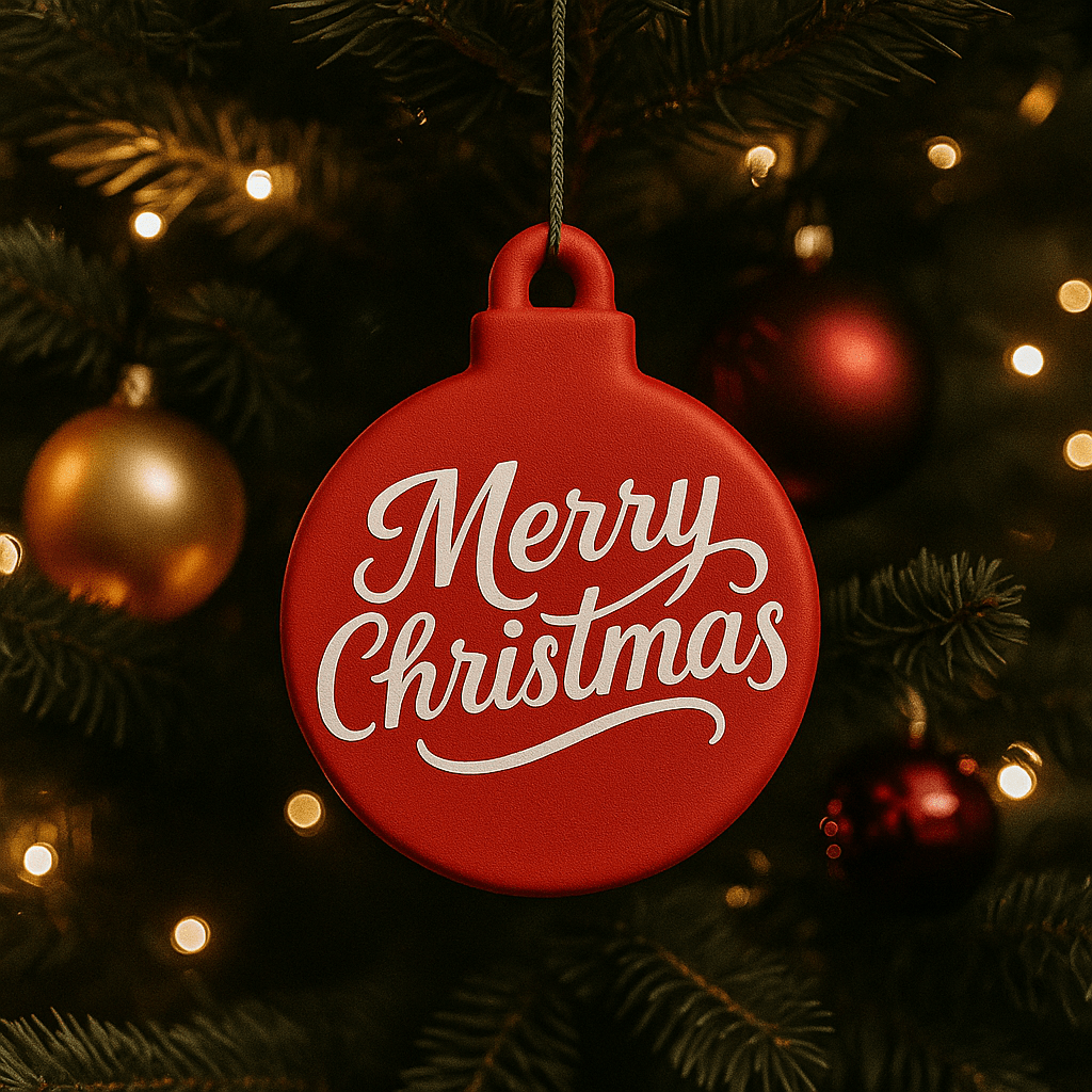 Kerstornament – Kerstbal Medium - met tekst naar keuze - 3dbende