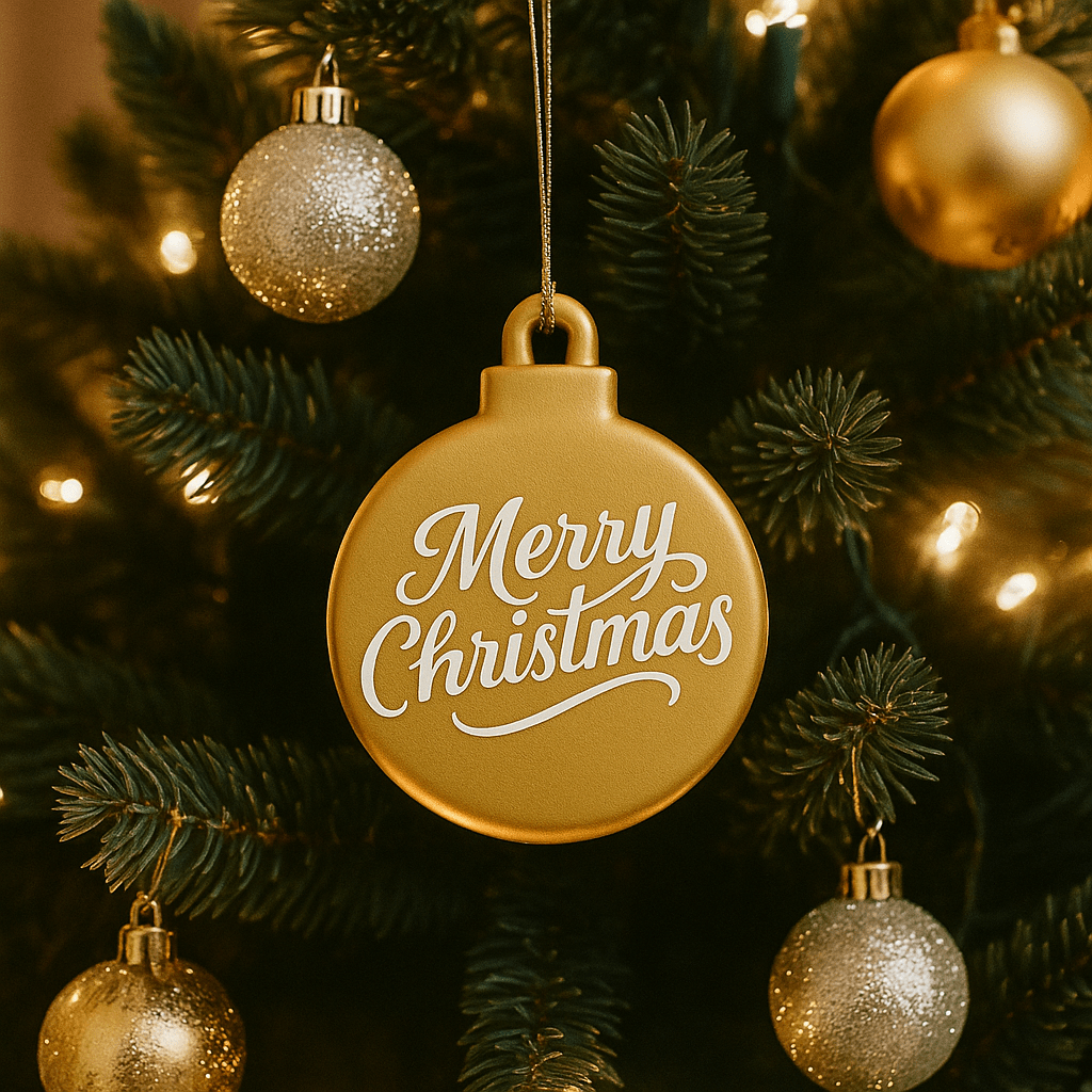 Kerstornament – Kerstbal Medium - met tekst naar keuze - 3dbende