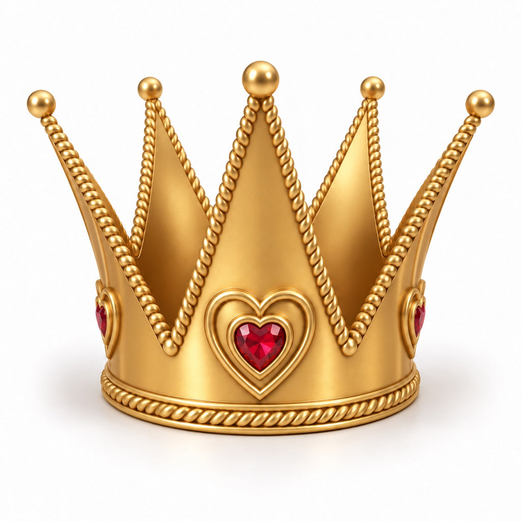 Heart Queen Crown gouden kroon met rode harten – 3dbende