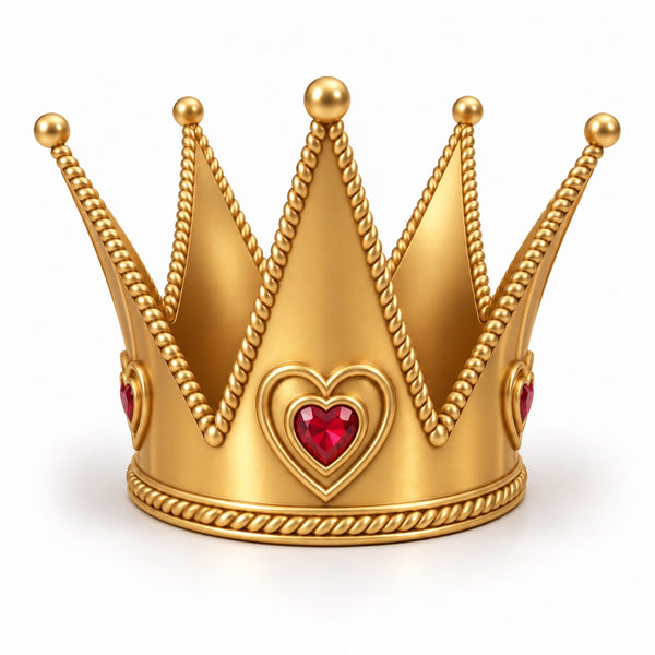 Heart Queen Crown gouden kroon met rode harten – 3dbende