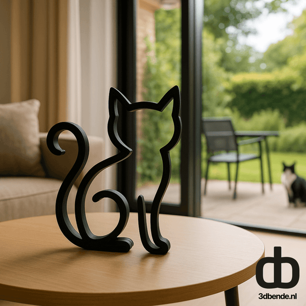 Modern kattenbeeldje – Minimalistische katten decoratie - 3dbende
