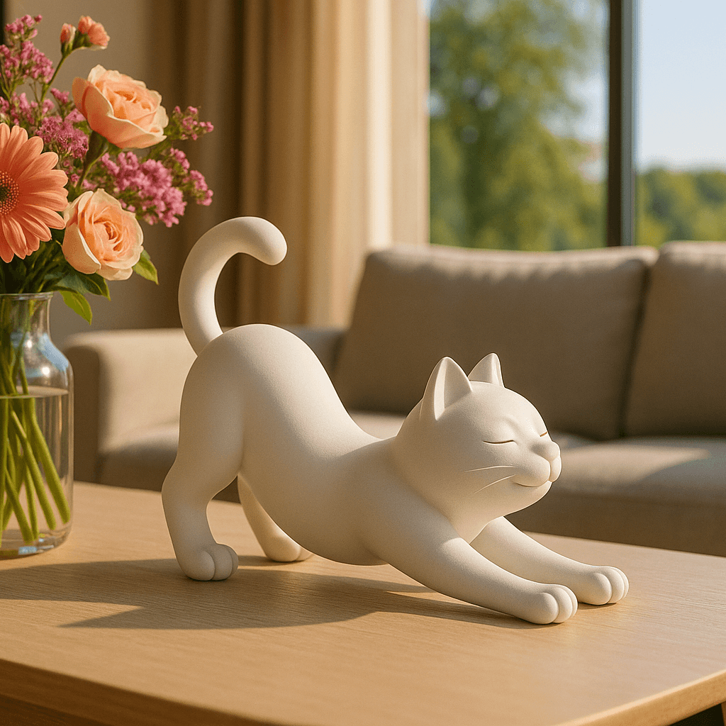 Moderne Dierensculpturen – Uitrekkende Kat - 3dbende