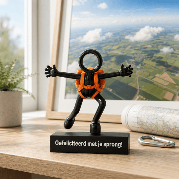 Parachutist Stickyman – persoonlijk cadeau voor een parachutesprong - 3dbende