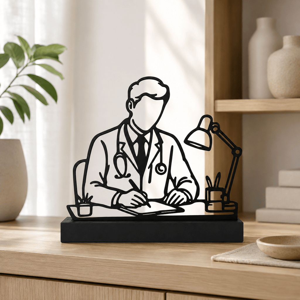 3D-decoratie mannelijke arts in modern Scandinavisch interieur