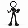 Zwarte Stickyman psychiater met stethoscoop en brein