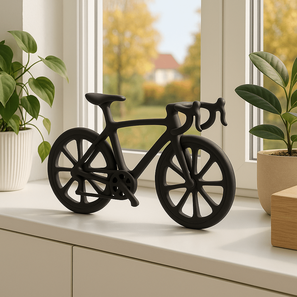 Racefiets Decoratie – Minimalistisch Zwart Silhouet - 3dbende