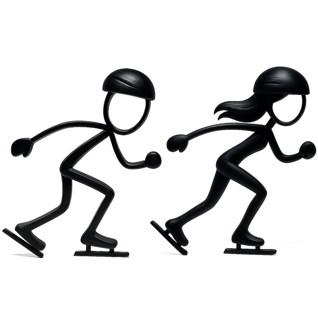Schaatsers Set – Stickyman man & vrouw in modern design - 3dbende