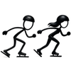 Schaatsers Set – Stickyman man & vrouw in modern design - 3dbende