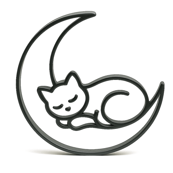 Slaapkat op Maan – Minimalistische Wanddecoratie - 3dbende