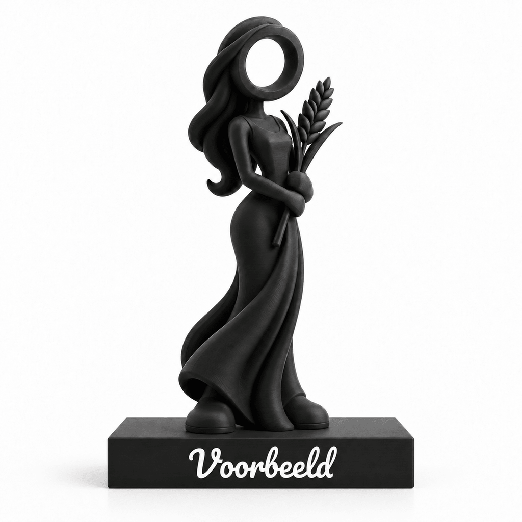 Sterrenbeeld Maagd met voorbeeld van persoonlijke tekst op het voetstuk