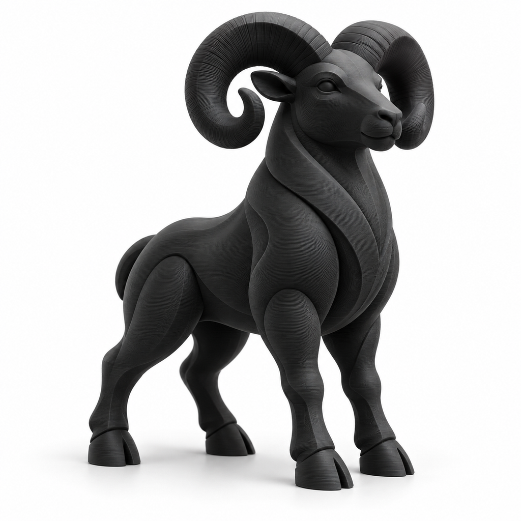 Sterrenbeeld Ram in zwart zonder voetstuk