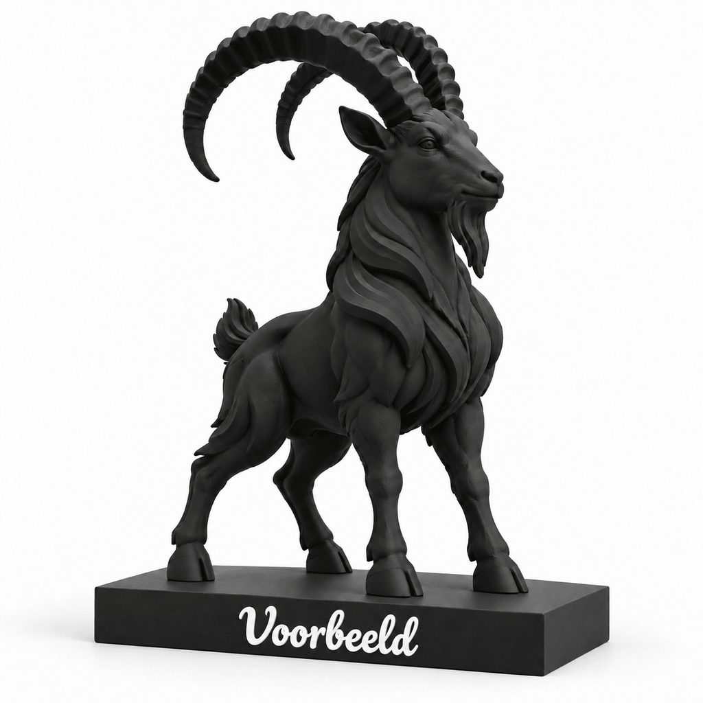 Sterrenbeeld Steenbok met voorbeeld van persoonlijke tekst op het voetstuk