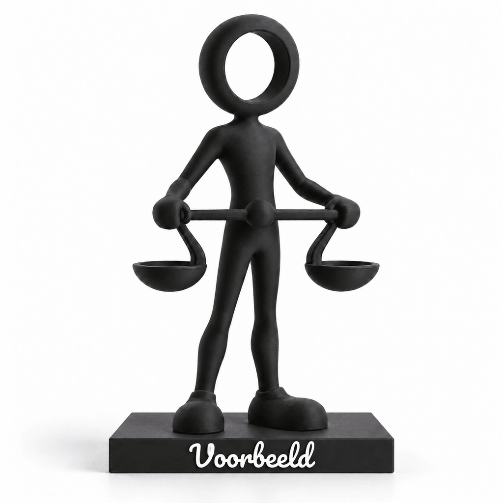 Sterrenbeeld Weegschaal met voorbeeld van persoonlijke tekst op het voetstuk
