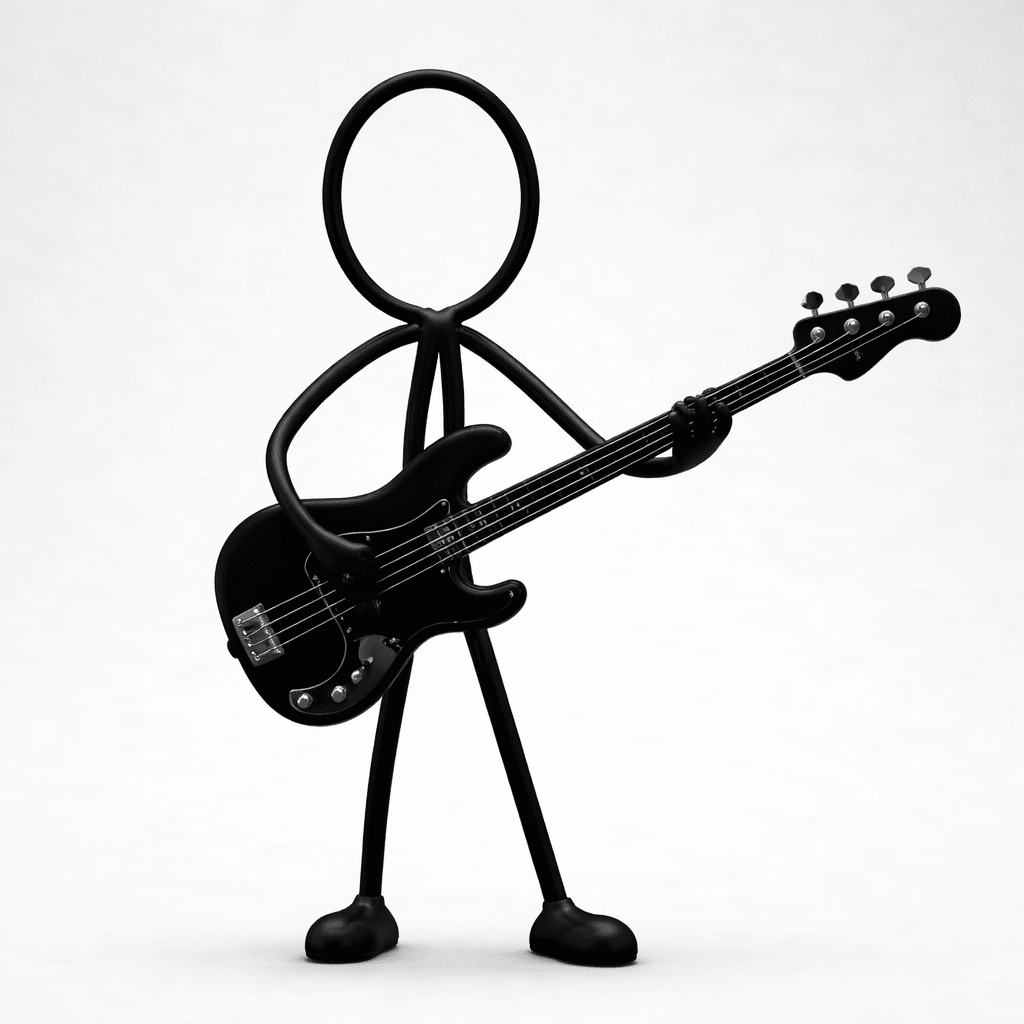 Stickyman Bassist met Basgitaar - 3dbende