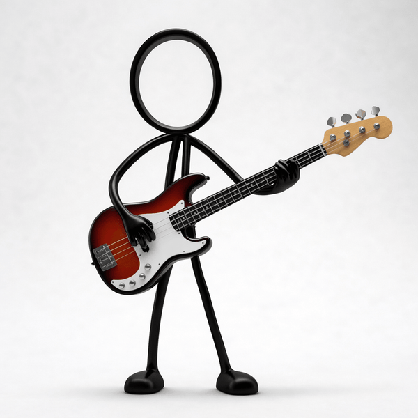 Stickyman Bassist met Basgitaar