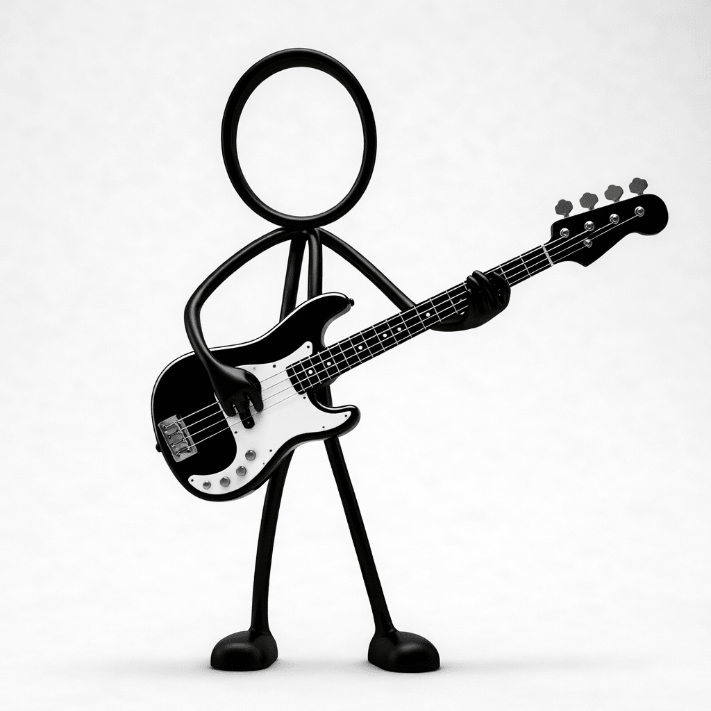 Stickyman Bassist met Basgitaar - 3dbende