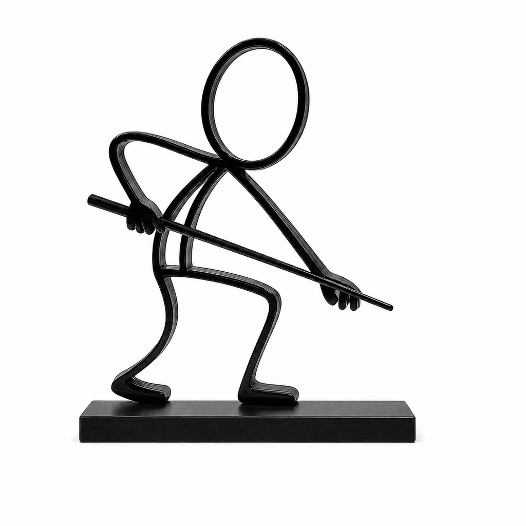 Stickyman Biljartspeler met keu en rechthoekig voetstuk van 1 cm