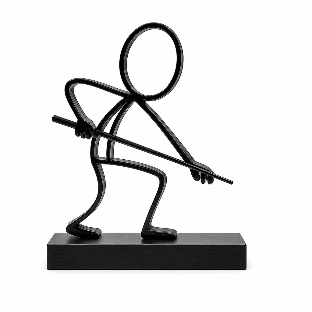 Stickyman Biljartspeler met keu en rechthoekig voetstuk van 2 cm