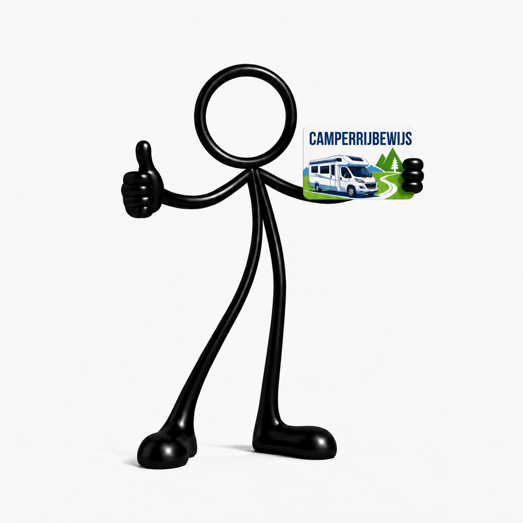 Stickyman camper op witte achtergrond