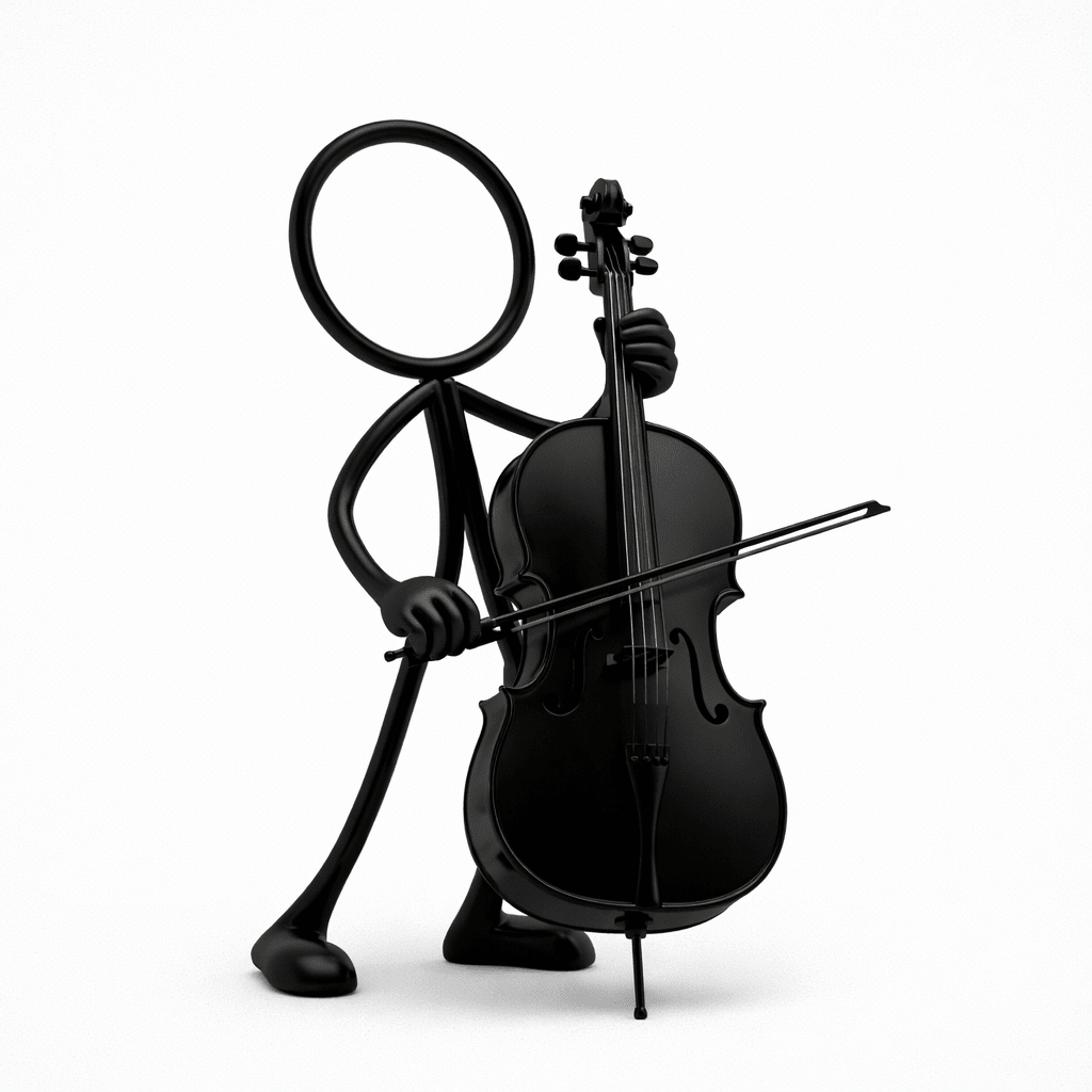 Stickyman Cellist Decoratie – Minimalistische Cello Speler - 3dbende