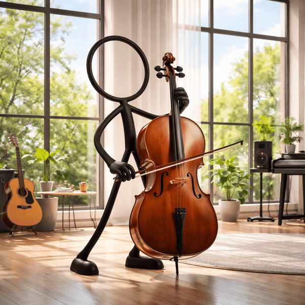 Stickyman Cellist Decoratie – Minimalistische Cello Speler - 3dbende