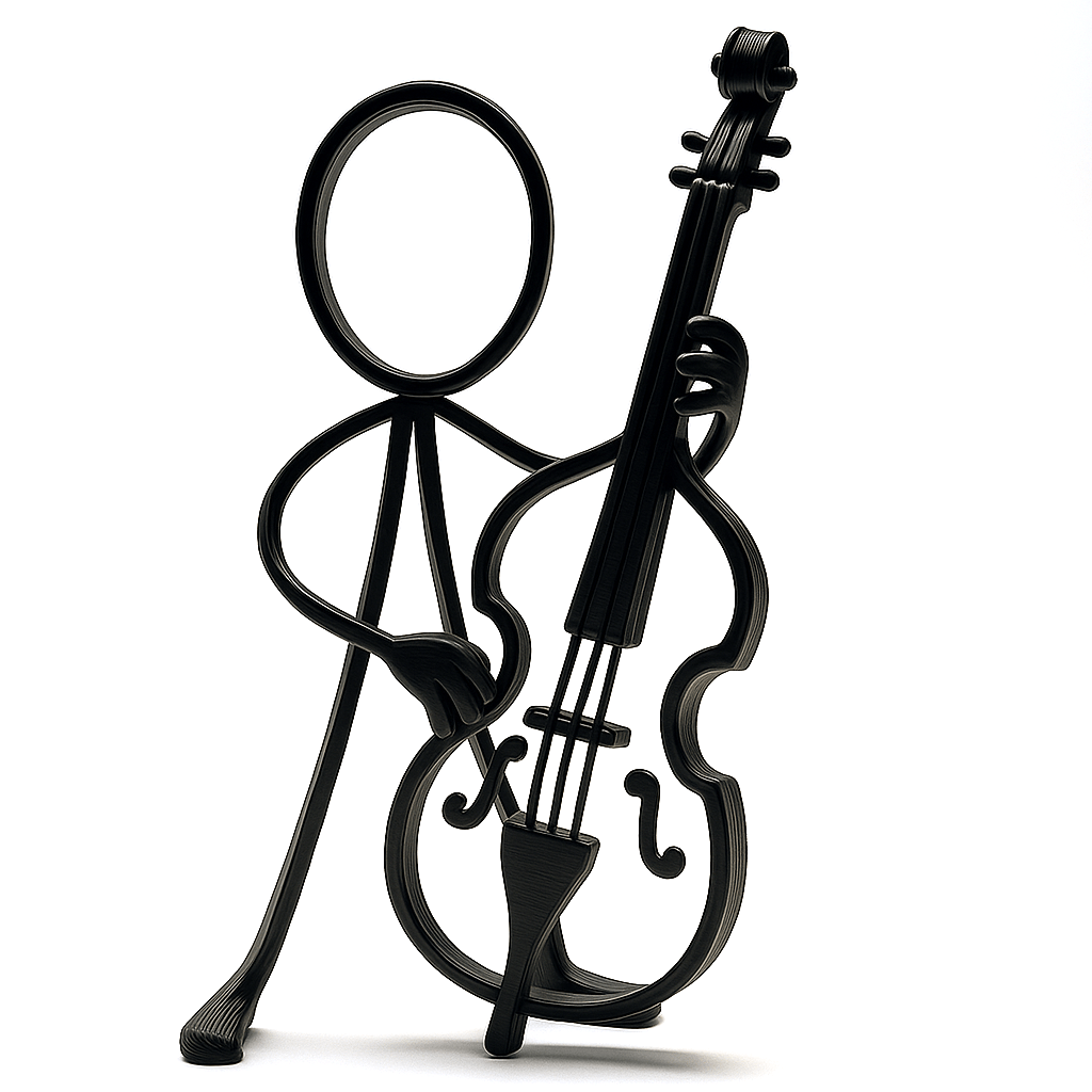 Stickyman Contrabasmuzikant – Minimalistische muziekdecoratie voor jazz & klassiek - 3dbende