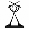 Stickyman drummer zwart van 20 cm met rechthoekig voetstuk van 2 cm
