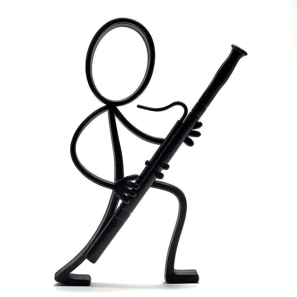 Stickyman Fagot Muzikant – Minimalistische muziekdecoratie voor liefhebbers van klassieke muziek - 3dbende