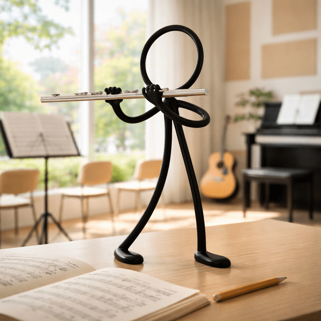 Stickyman Fluitist Decoratie – Minimalistisch Muziekbeeld - 3dbende
