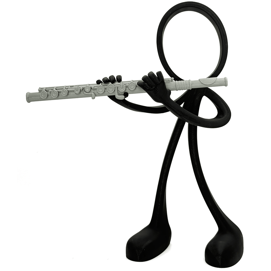 Stickyman Fluitist Decoratie – Minimalistisch Muziekbeeld - 3dbende
