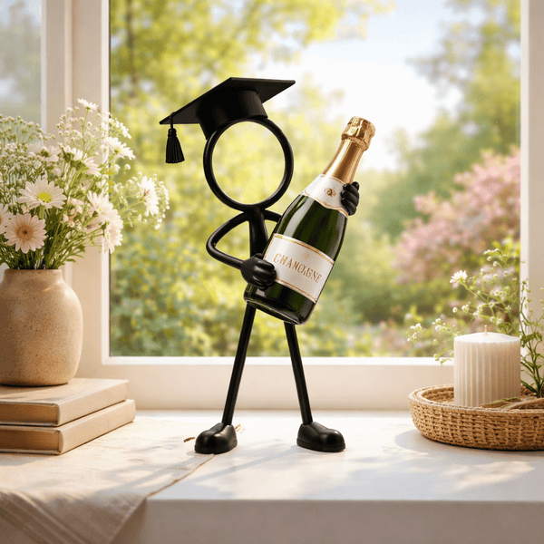 Stickyman Geslaagd met Champagne – Minimalistische Diploma Decoratie - 3dbende