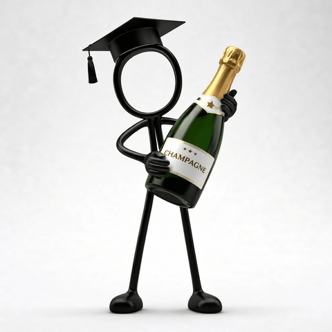 Stickyman Geslaagd met Champagne – Minimalistische Diploma Decoratie