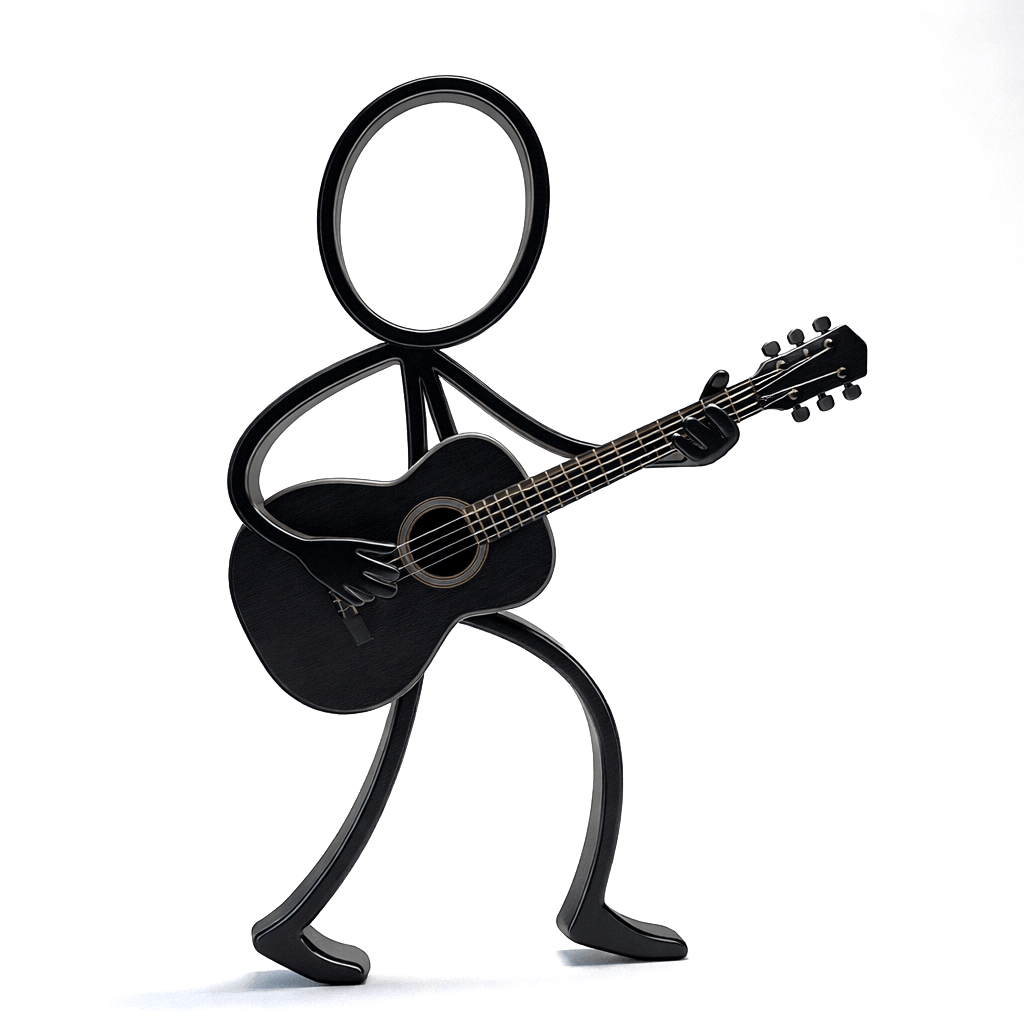 Stickyman Gitarist Decoratie – Minimalistische Gitaar Muziek Decoratie - 3dbende