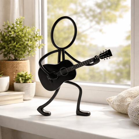 Stickyman Gitarist Decoratie – Minimalistische Gitaar Muziek Decoratie