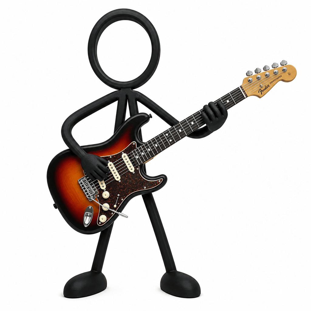 Stickyman gitarist met elektrische gitaar – 3-Color Sunburst - 3dbende
