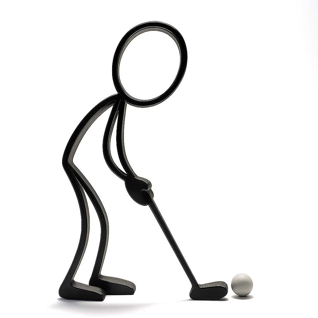 Stickyman Golfer met putter – Het perfecte moment van Putten - 3dbende