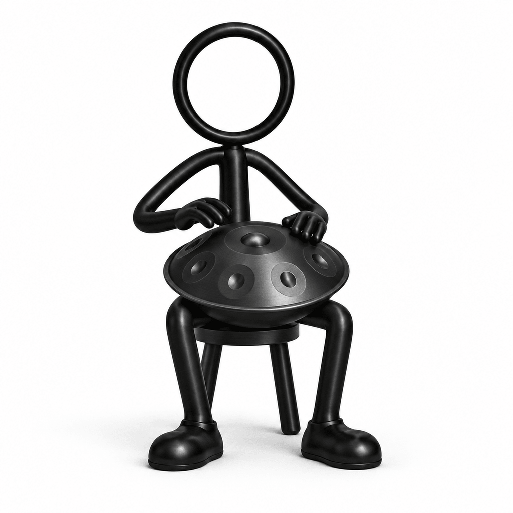 Stickyman handpanspeler op witte achtergrond