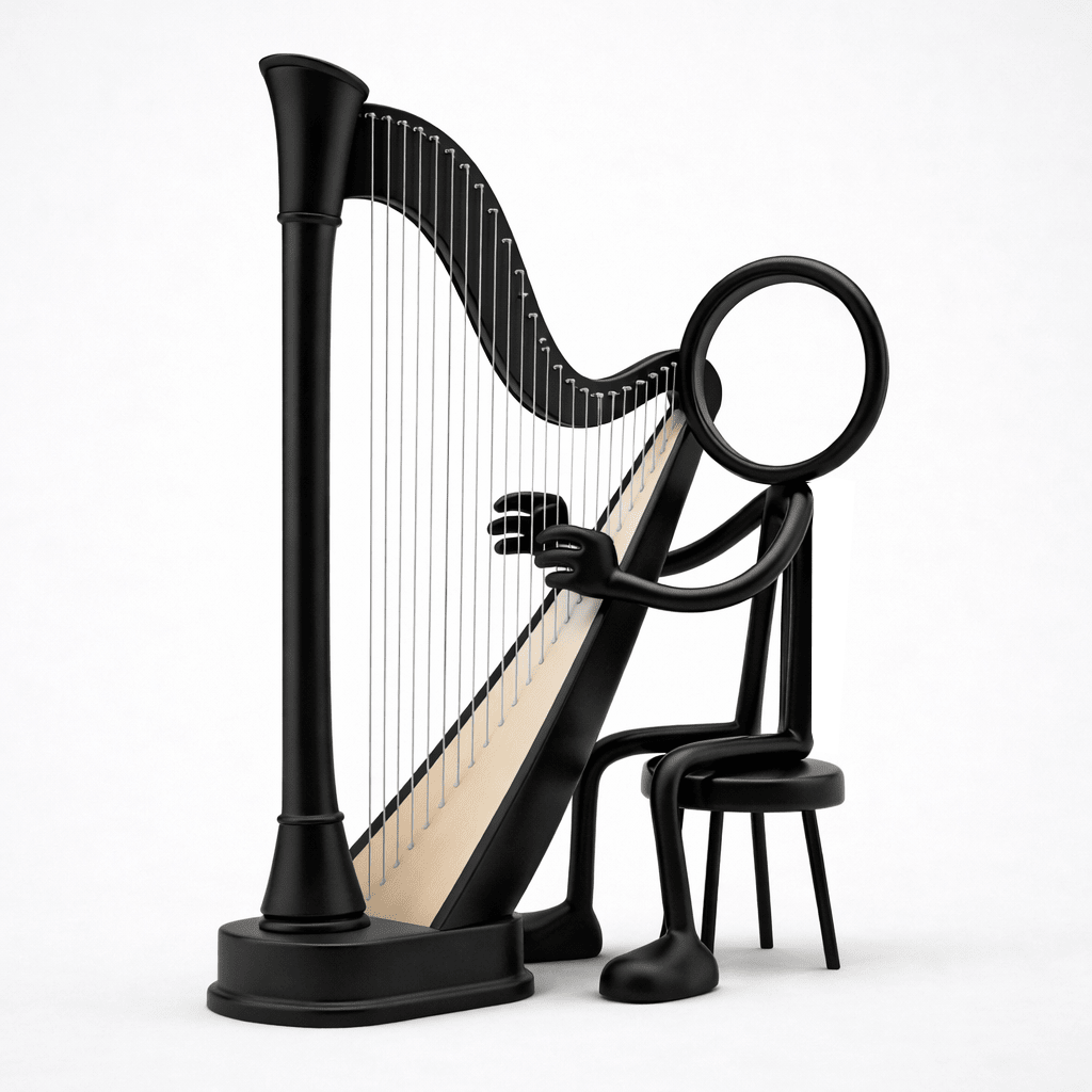 Stickyman Harpspeler – Minimalistische Muziekdecoratie met Harp - 3dbende